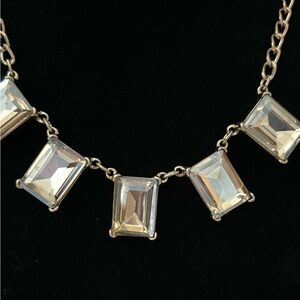 Express amber gold emerald-cut rhinestone statement necklace